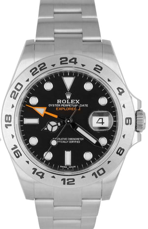 OCT 2018 LNIB Rolex Explorer II 42mm 216570 Black Orange Steel GMT Date Watch