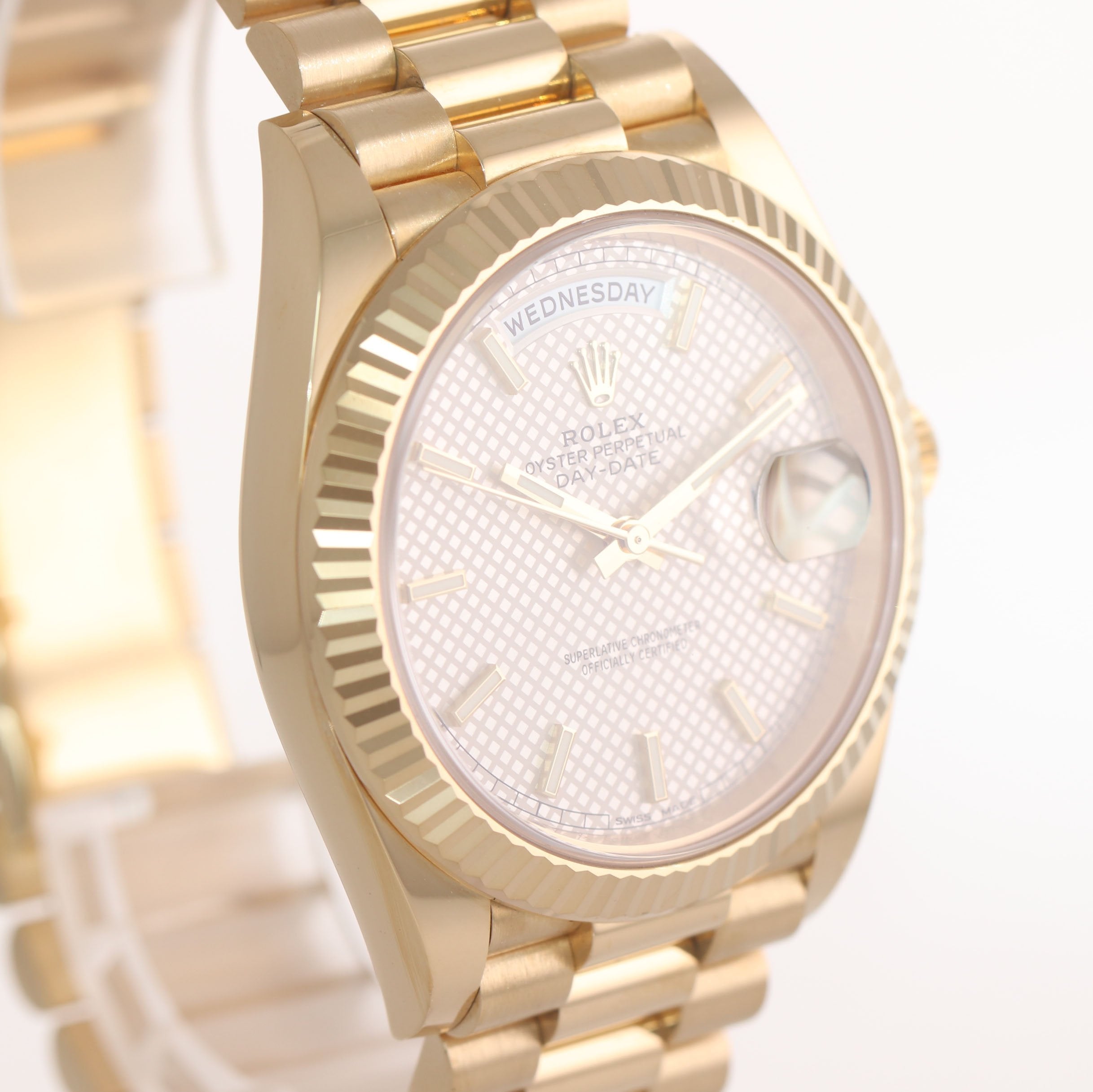 NEW UNWORN 2019 Rolex Day-Date 40 President 228238 18k Gold Silver Motif Watch 