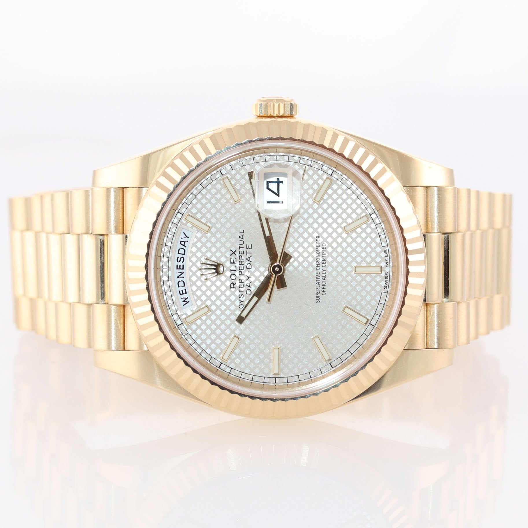 NEW UNWORN 2019 Rolex Day-Date 40 President 228238 18k Gold Silver Motif Watch 