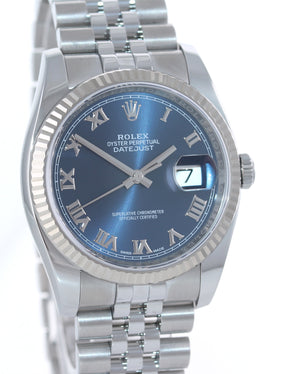 Rolex DateJust Steel Blue Roman 116234 36mm Super Jubilee Watch With Box