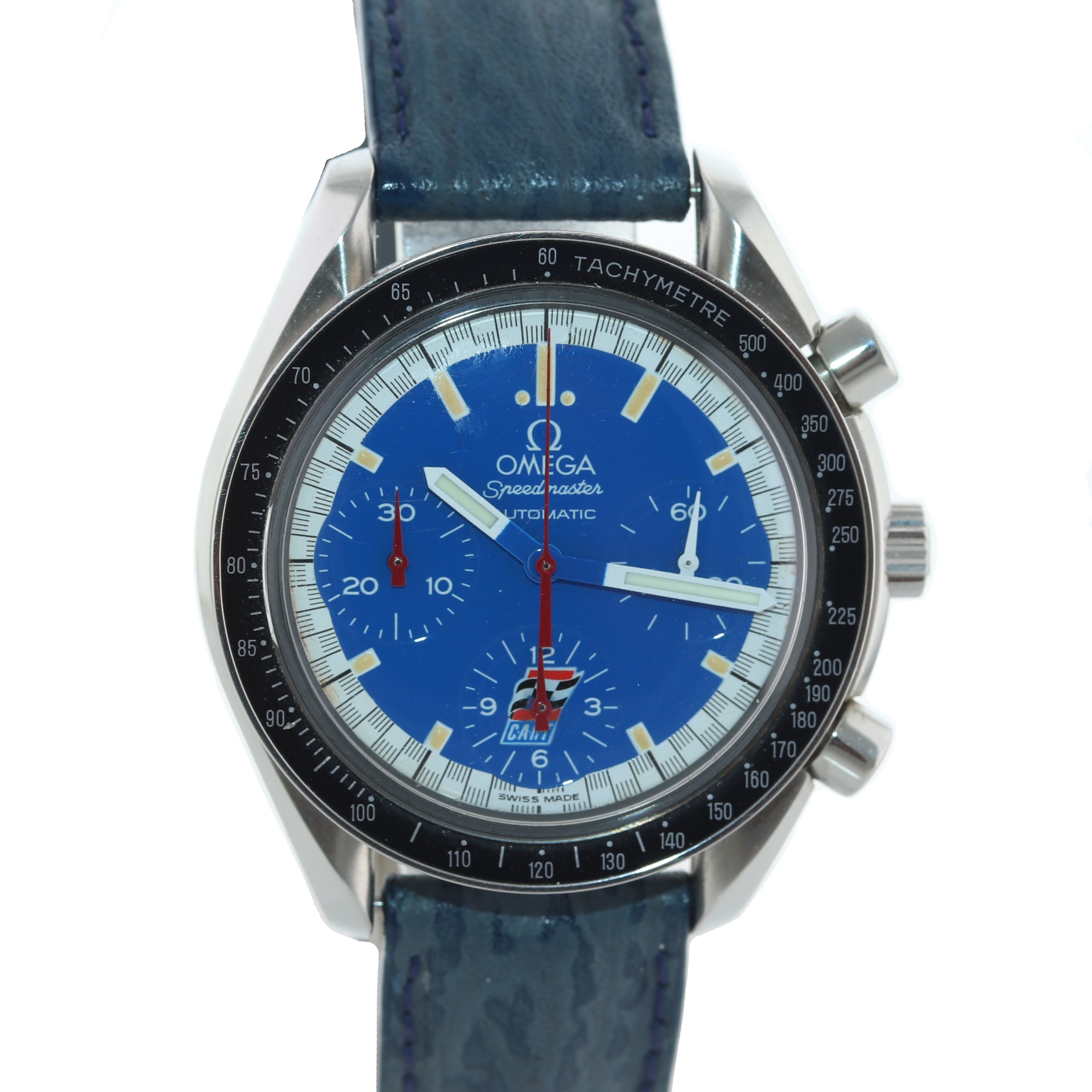 Omega Speedmaster Schumacher Cart Blue Steel 39mm Chronograph Watch 3810.80