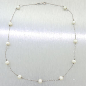 Vintage Estate 14k White Gold 11 Pearl 16" Necklace