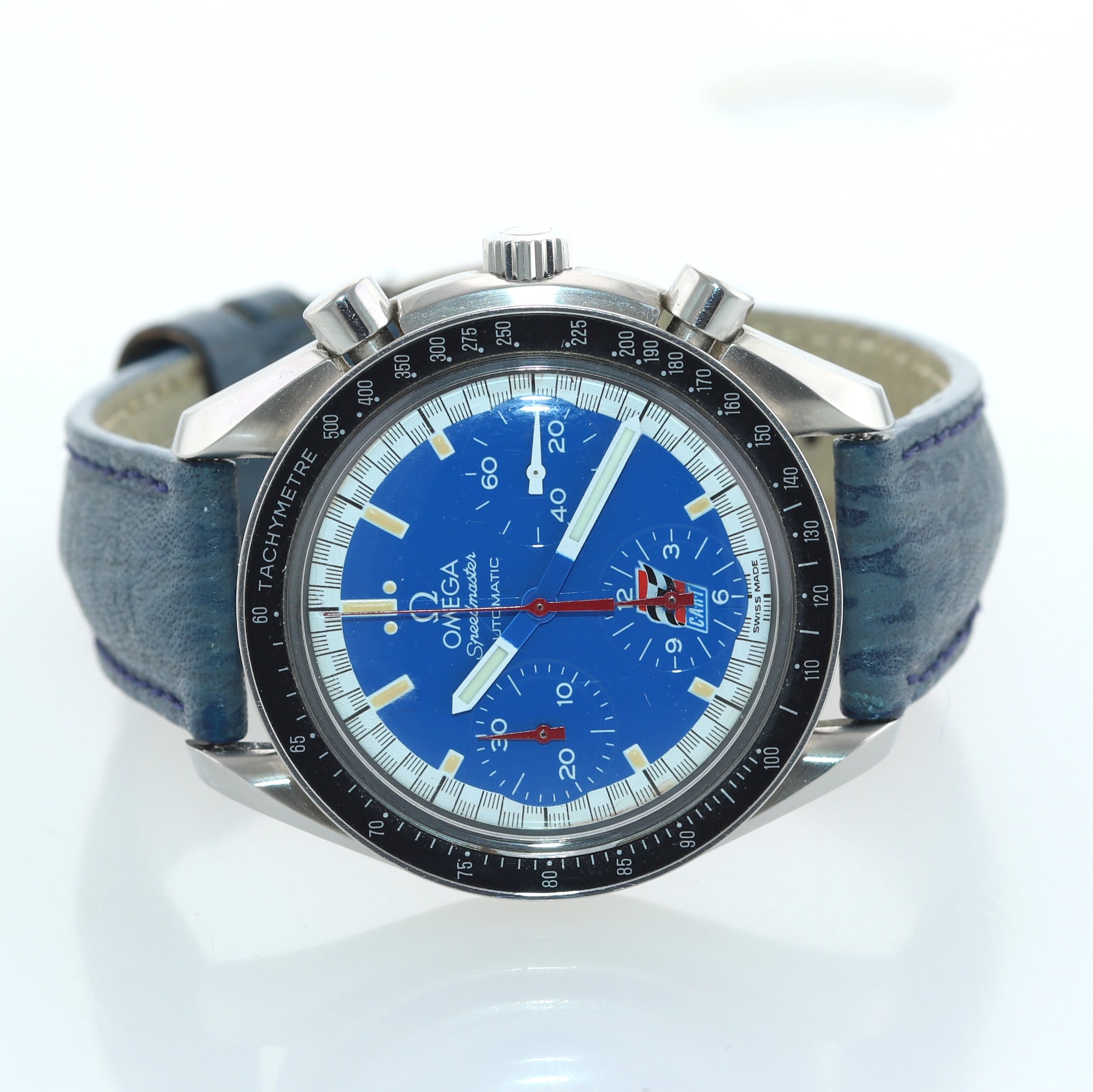 Omega Speedmaster Schumacher Cart Blue Steel 39mm Chronograph Watch 3810.80