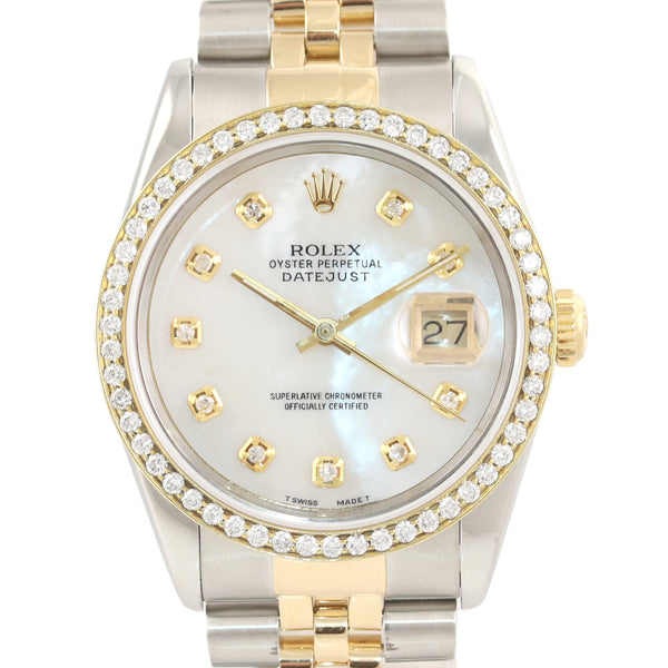 Rolex Datejust Mother of Pearl Dial 18k Gold & Steel Watch 16233