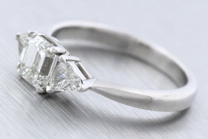Ladies Modern Platinum 1.40ctw Emerald Cut Diamond Engagement Ring GIA J VVS1
