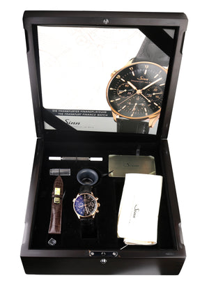 Sinn Finanzplatzuhr 6000 Frankfurt Chronograph 18K Rose Gold 38.5mm Black Watch