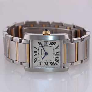 Ladies Cartier Tank Francaise 2465 Steel 18k Gold Two Tone Roman Quartz Watch
