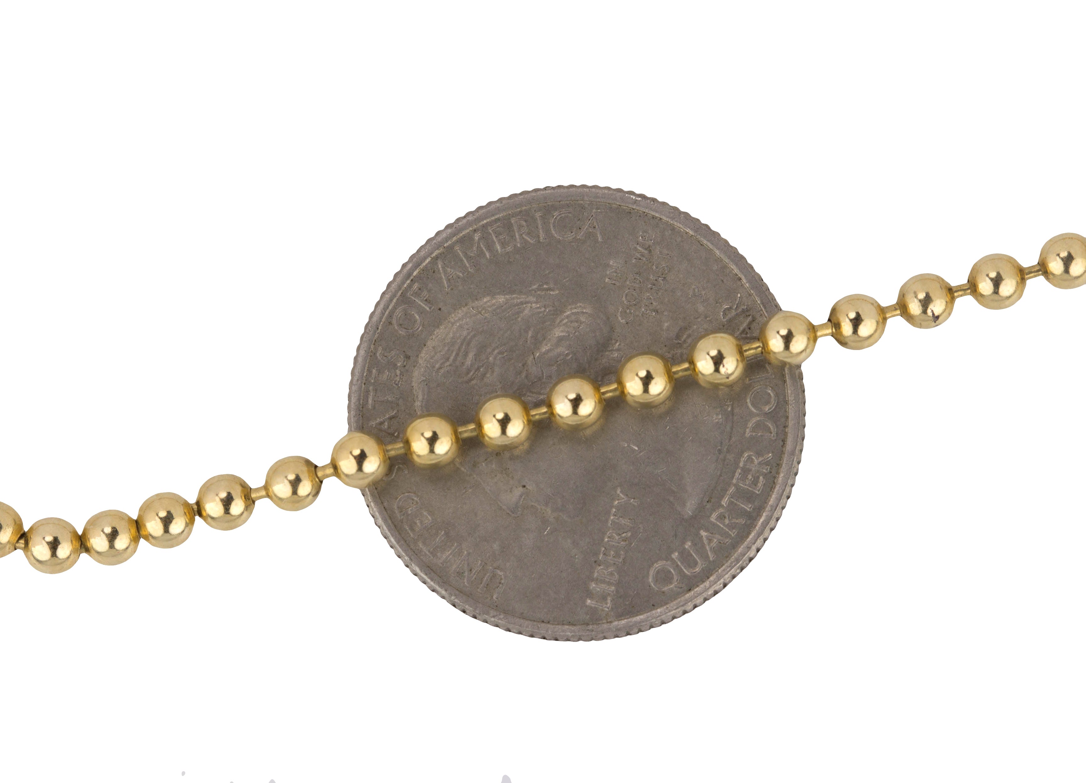Men's 14k Yellow Gold Engraveable Dog Tag Pendant Beaded Ball Chain Ne