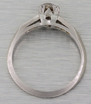 1930's Antique Art Deco .50ctw Champagne Diamond Platinum Engagement Ring G8