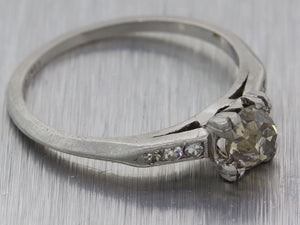 1930's Antique Art Deco .50ctw Champagne Diamond Platinum Engagement Ring G8