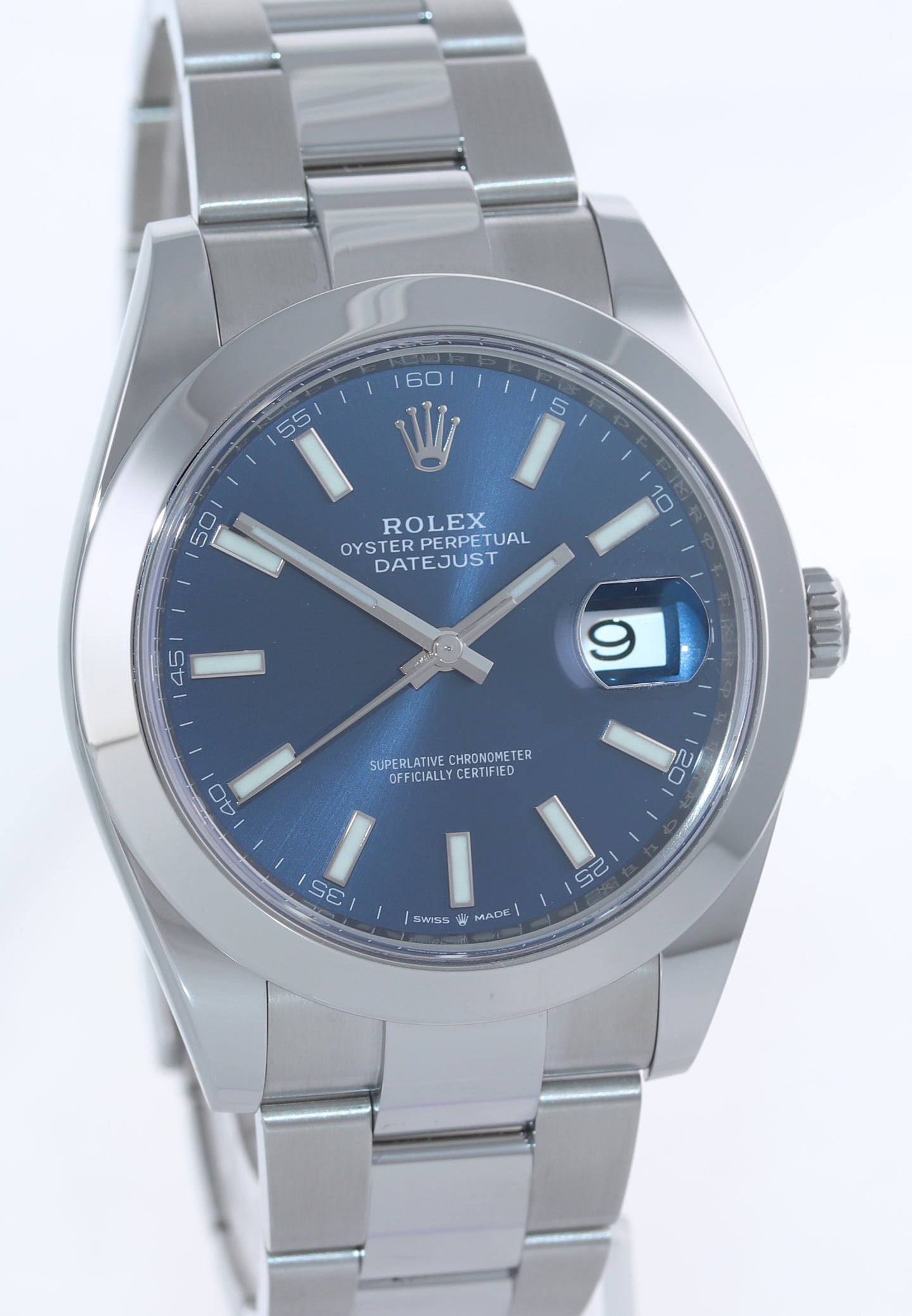 2021 NEW PAPERS Rolex DateJust 41 Steel 126300 Blue Roman Oyster Band Watch Box