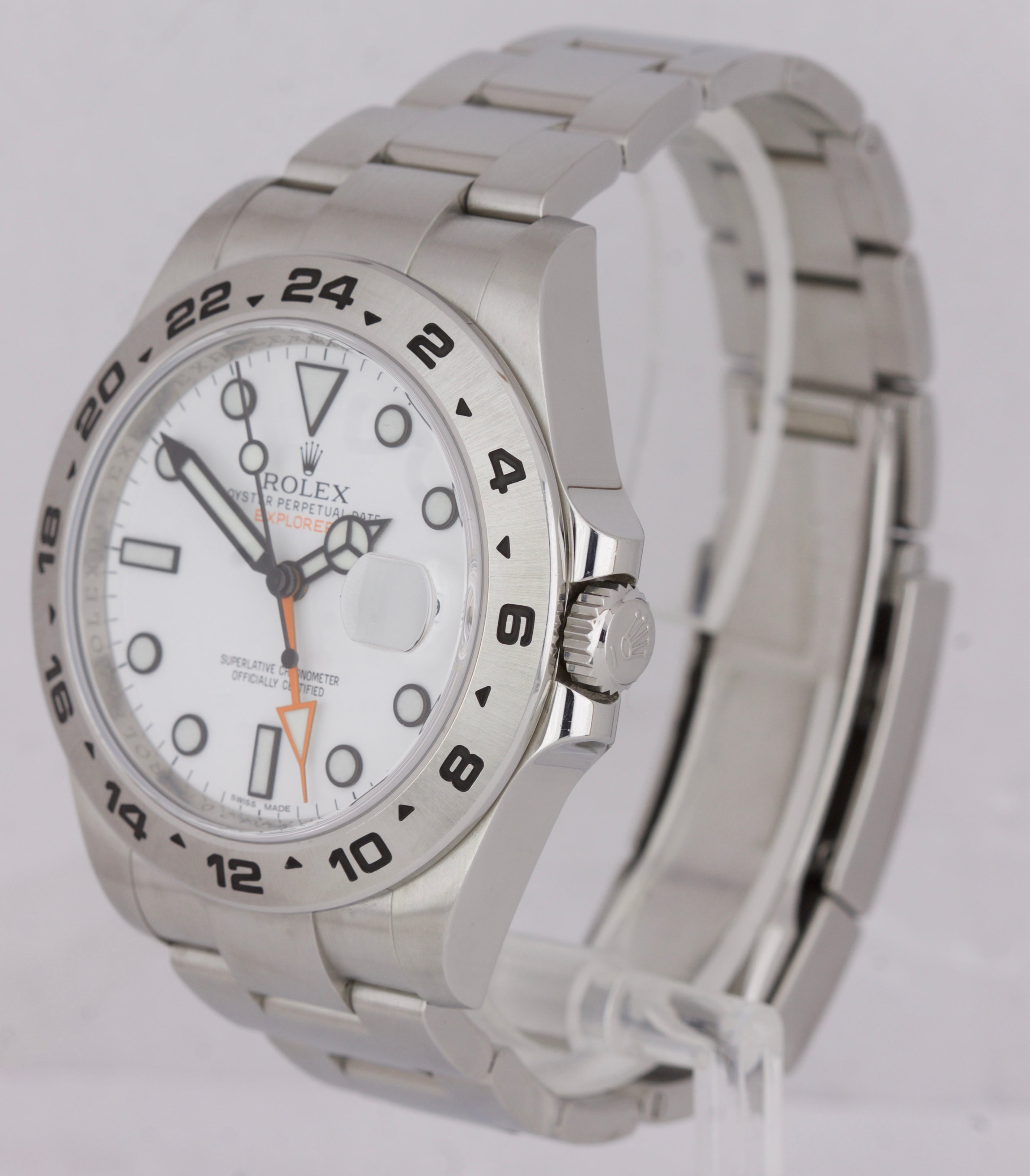 UNPOLISHED Rolex Explorer II 42mm 216570 White Orange Stainless GMT Date Watch