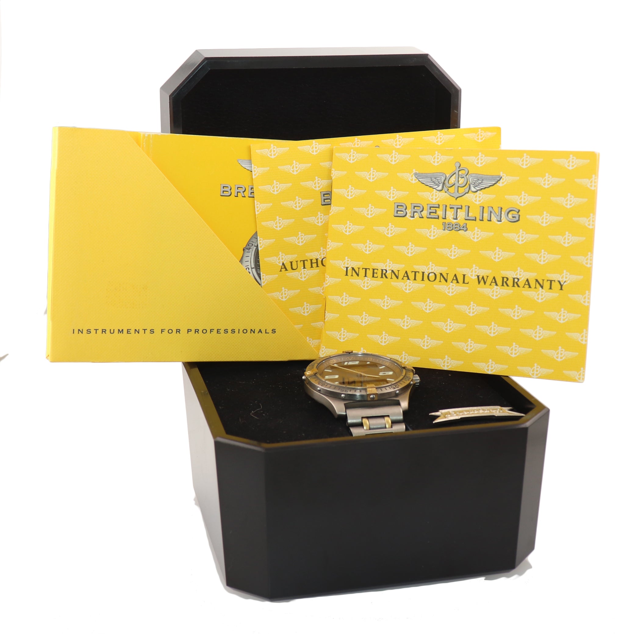 PAPERS Breitling Aerospace Titanium F65362 Grey 40mm Two Tone Gold Watch Box