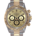 1999 Rolex Daytona Zenith Inverted Diamond Dial 16523 18k Gold Steel SEL Watch