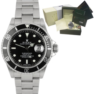 2008 UNPOLISHED Rolex Submariner Date Stainless Steel 40mm Watch 16610 FULL B+P
