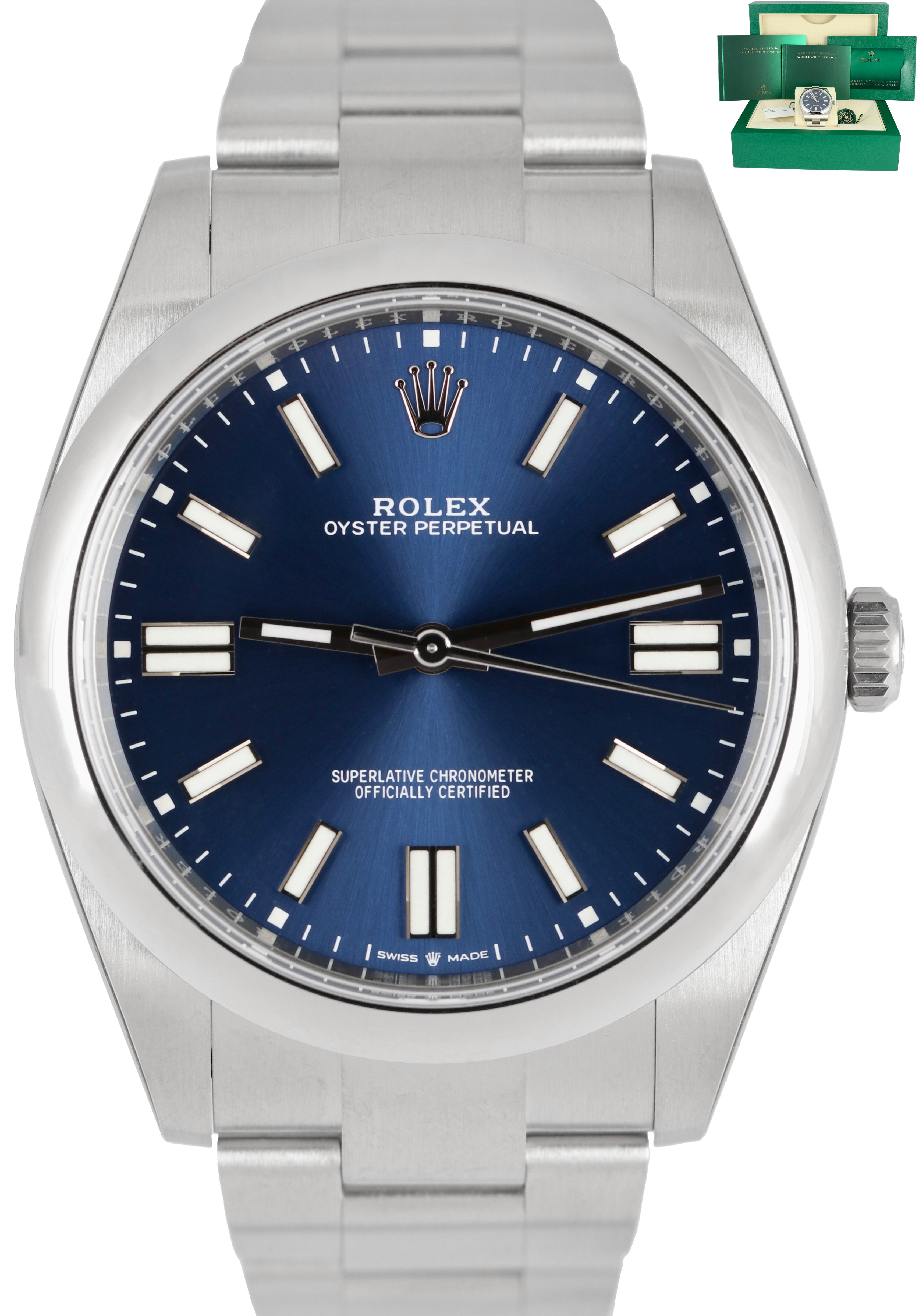 NEW STICKERED 2022 Rolex Oyster Perpetual OP 41 Blue 124300 41mm Stainless Watch
