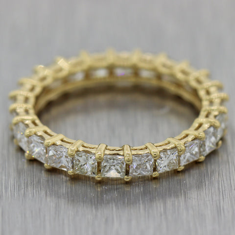 Modern 18k Yellow Gold 1.80ctw Princess Cut Diamond Eternity Wedding Band Ring