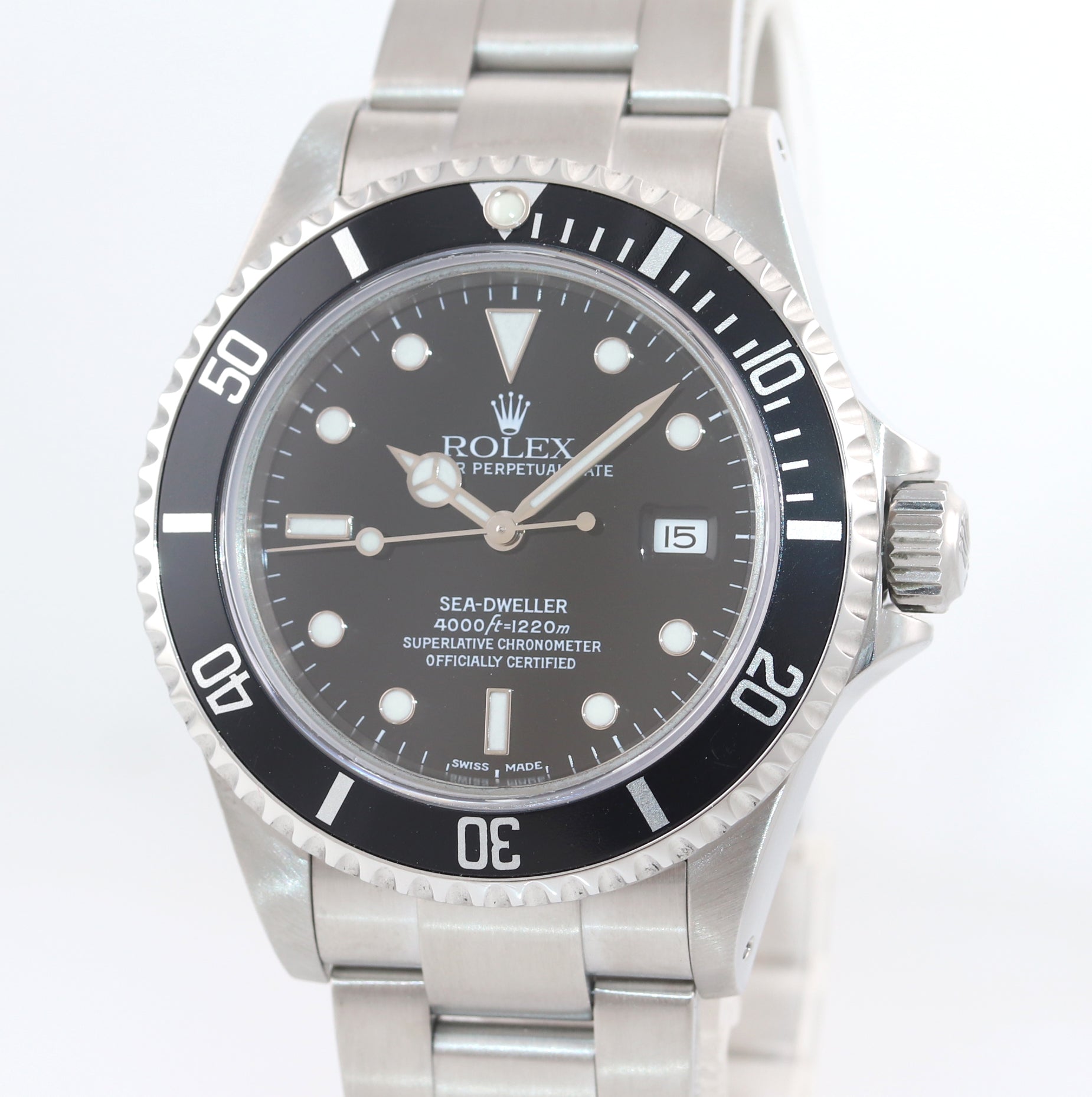 2002 PAPERS Rolex Sea-Dweller Steel 16600 40mm Date Black Diver Kit Watch Box