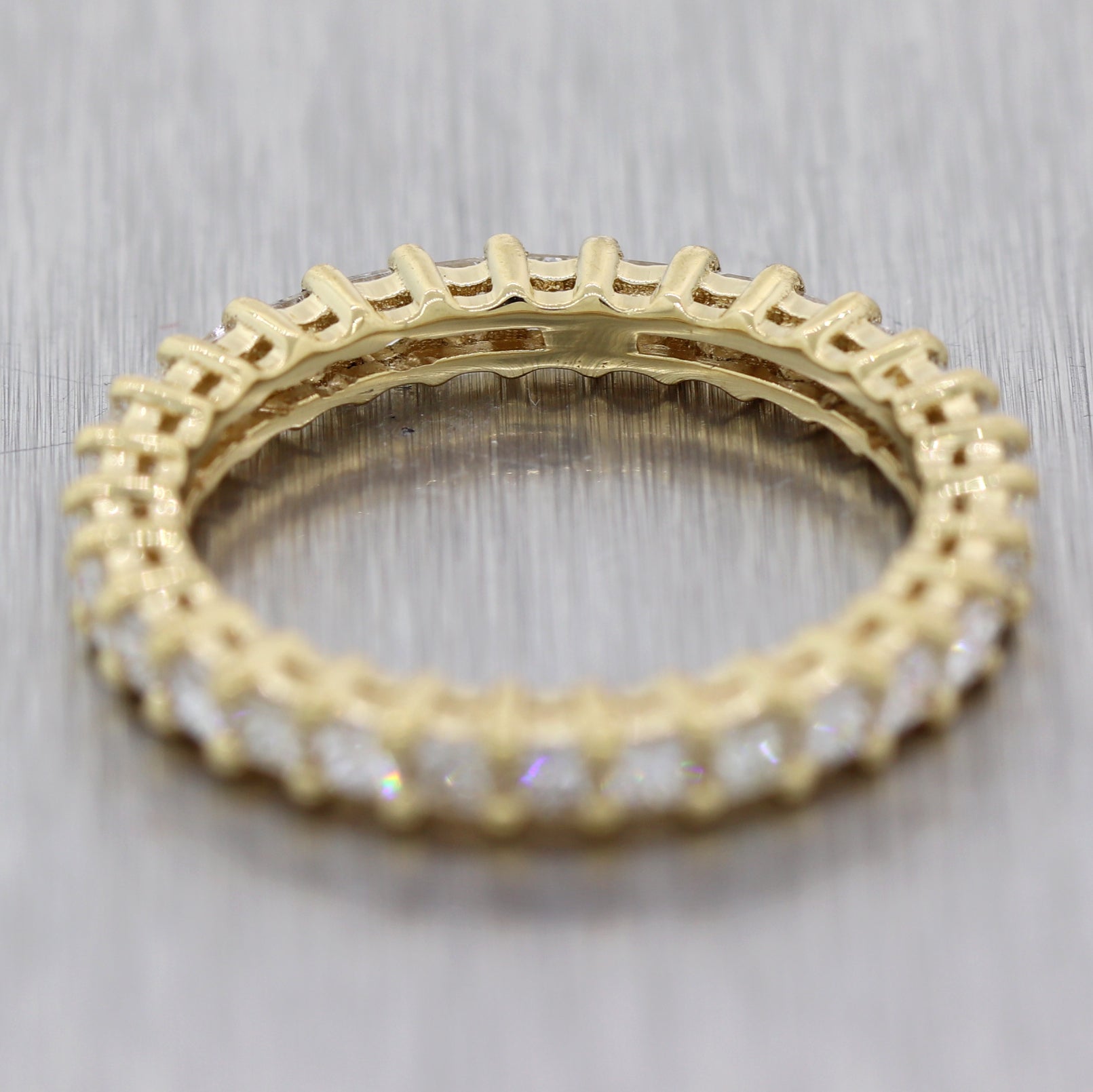 Modern 18k Yellow Gold 1.20ctw Princess Cut Diamond Eternity Band Ring