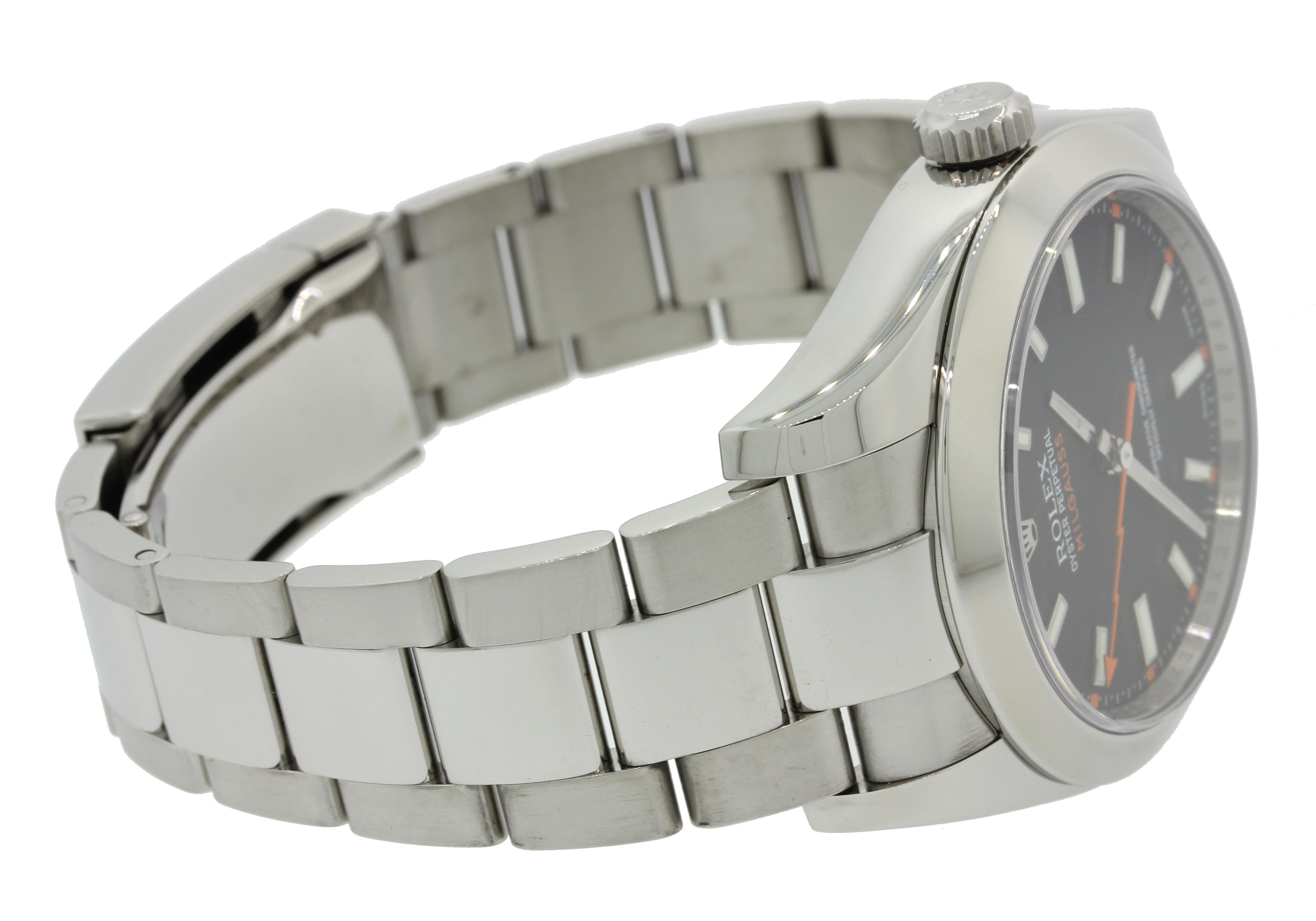 MINT Rolex Milgauss Black Orange 116400 V Steel Engraved Antimagnetic Watch B&P
