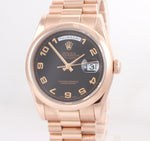 2008 PAPERS NEW BUCKLE Rolex Rose Gold President 36mm 118235 18K Black Arabic