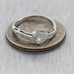 1920's Antique Art Deco Platinum Diamond Snake Bypass Ring