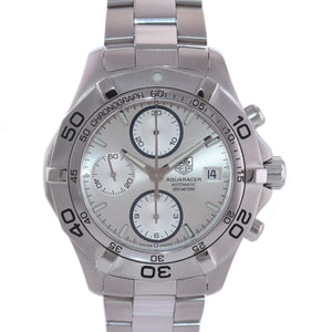 MINT Tag Heuer Aquaracer Steel CAF211 Silver 41mm Automatic Chronograph Watch