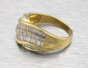 Ladies Vintage Estate 18K Yellow Gold 2.18ctw Baguette Cut Diamond Cluster Ring