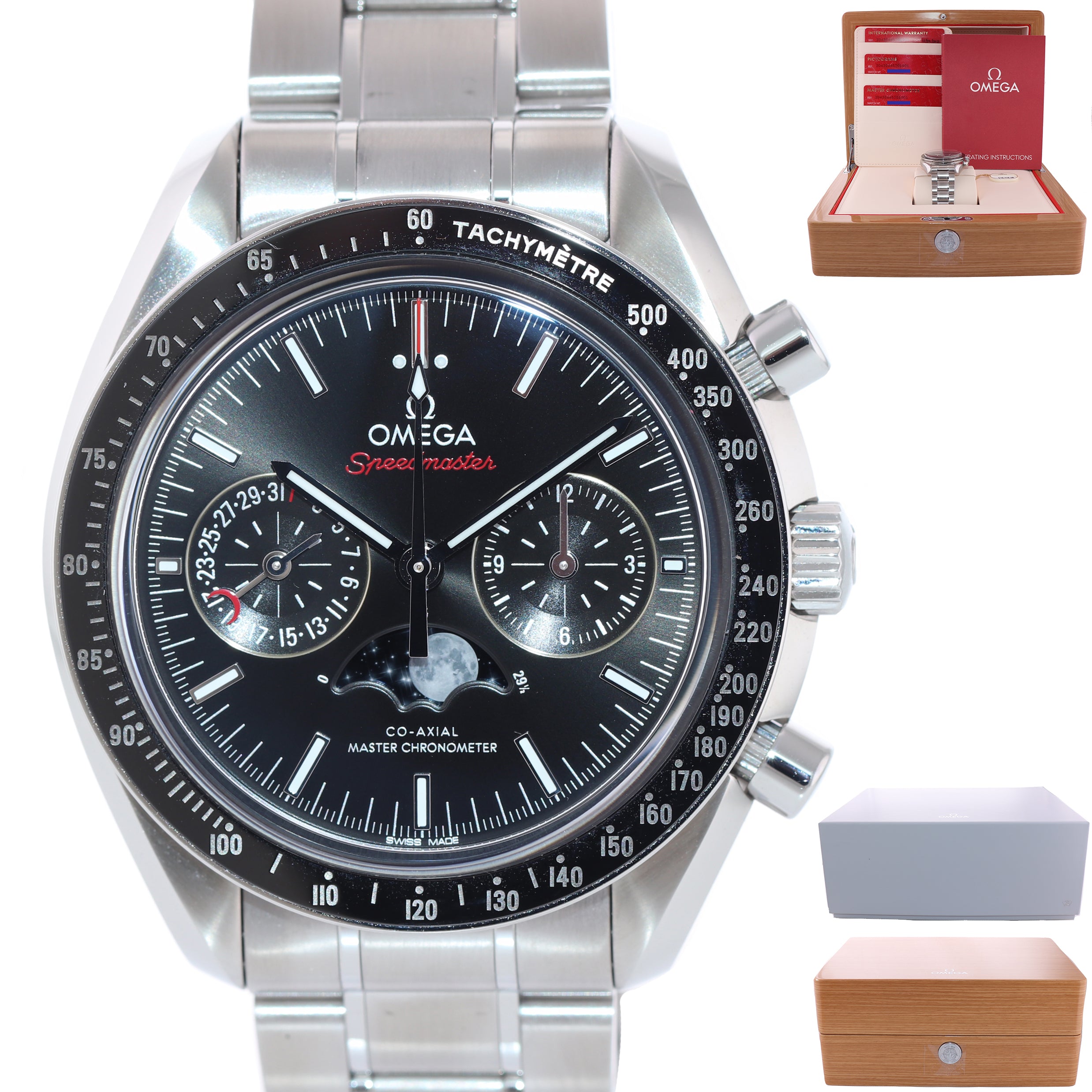 2021 NEW PAPERS Omega Speedmaster Moonphase 304.30.44.52.01.001 44mm Steel Watch