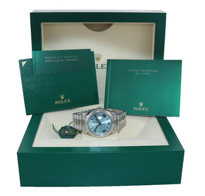DISCONTINUED 2020 Rolex Platinum President Glacier Blue Roman 228206 Watch Box
