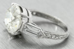 Antique Art Deco 1940s Estate 7.35ctw Diamond Platinum Engagement Ring EGL USA
