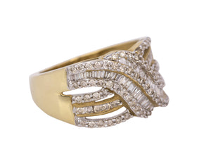 Kay Jewelers 10K Yellow Gold 1 CT Round & Baguette Diamond Crossover Ring