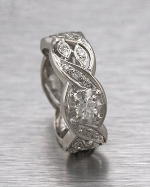 Ladies Modern 14K White Gold 0.41ctw Diamond Twist Eternity Wedding Band Ring