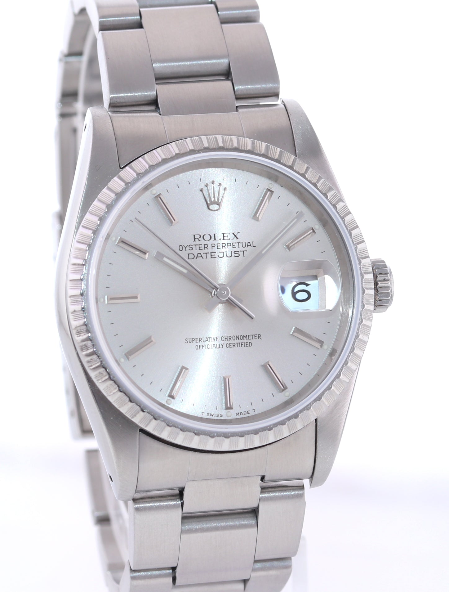 PAPERS Rolex DateJust 36mm 16220 Steel Silver Stick Oyster Watch Box