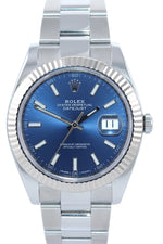 NEW Rolex DateJust 41 126334 Blue Stick Steel white gold Fluted Oyster Watch Box