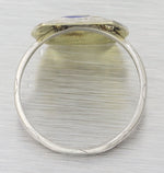 1920s Antique Art Deco Platinum Diamond Blue Enamel Cocktail Ring F8