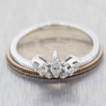 1930's Antique Art Deco 14K White Gold .20ctw Diamond Crown Tiara Band Ring C9