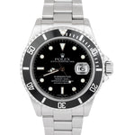 Rolex Submariner Date Stainless Steel Black NO-HOLES Automatic Watch 16610
