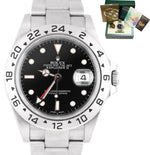 2011 UNPOLISHED Rolex Explorer II No Holes Steel Black Date GMT 40mm Watch 16570