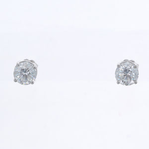 GIA 2.95ct Round Brilliant E I1 Diamond 14k White Gold Stud Earrings