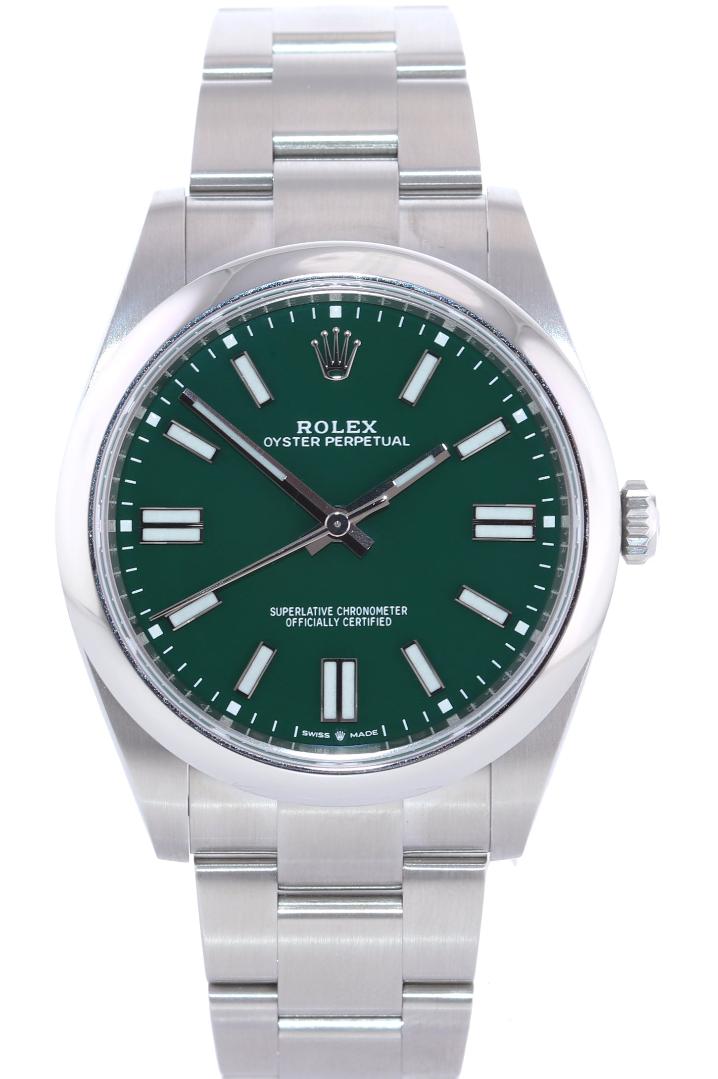 2021 BRAND NEW PAPERS Rolex Oyster Perpetual 41mm Green Watch 124300