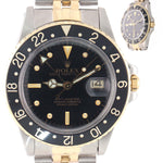Rolex GMT-Master 16753 Jubilee Two-Tone Black Nipple Dial Gold Bezel Steel Watch