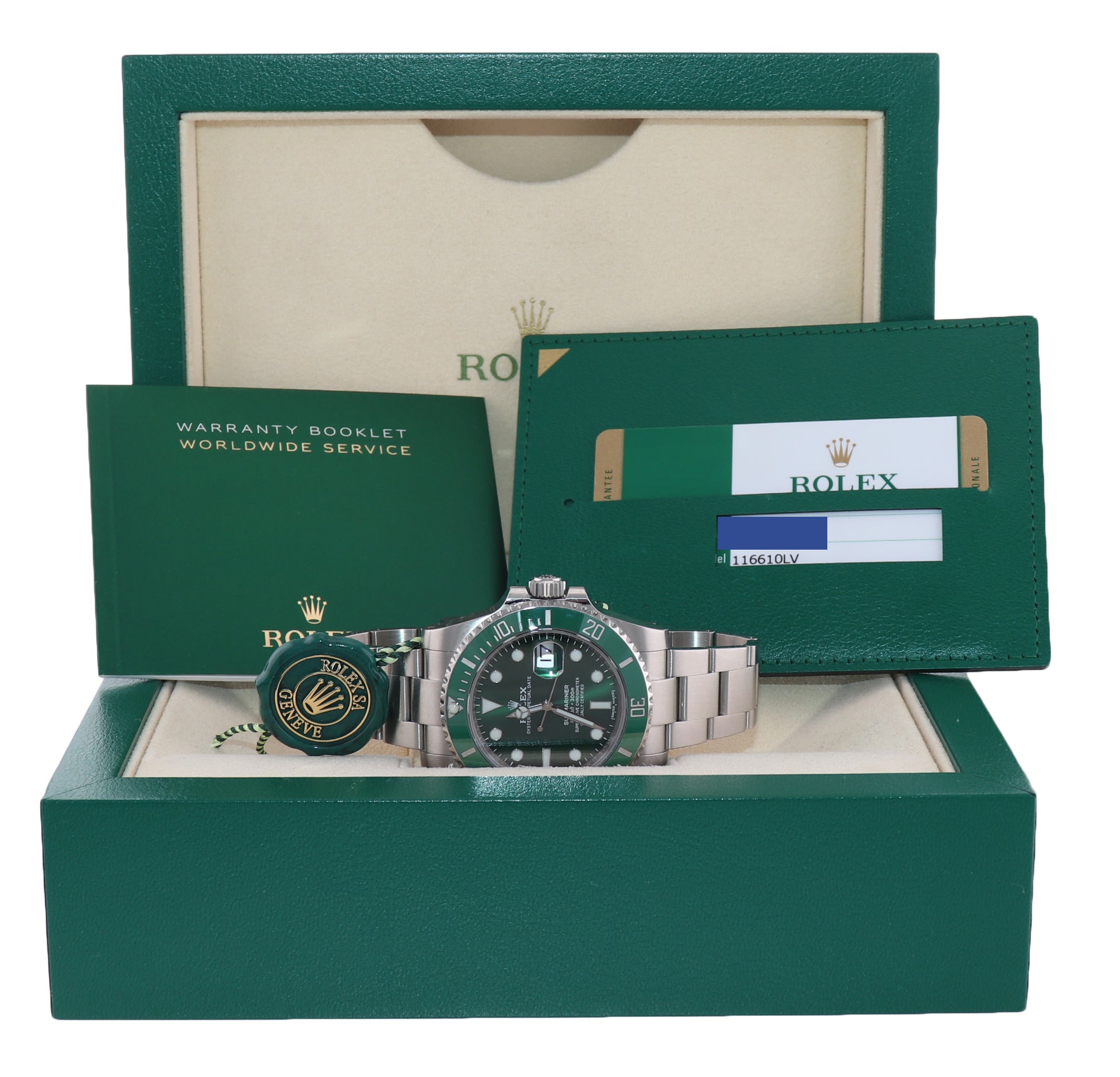 2018 MINT PAPERS Rolex Submariner Hulk 116610LV Green Dial Ceramic Watch  Box – Collectors Huntington