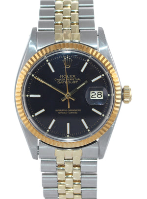 Rolex DateJust 1601 two tone Gold Black Dial Steel Fluted Jubilee Watch box