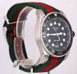 Gucci Dive Stainless Steel Date Quartz 45mm Striped 136.2 Nylon Strap Watch