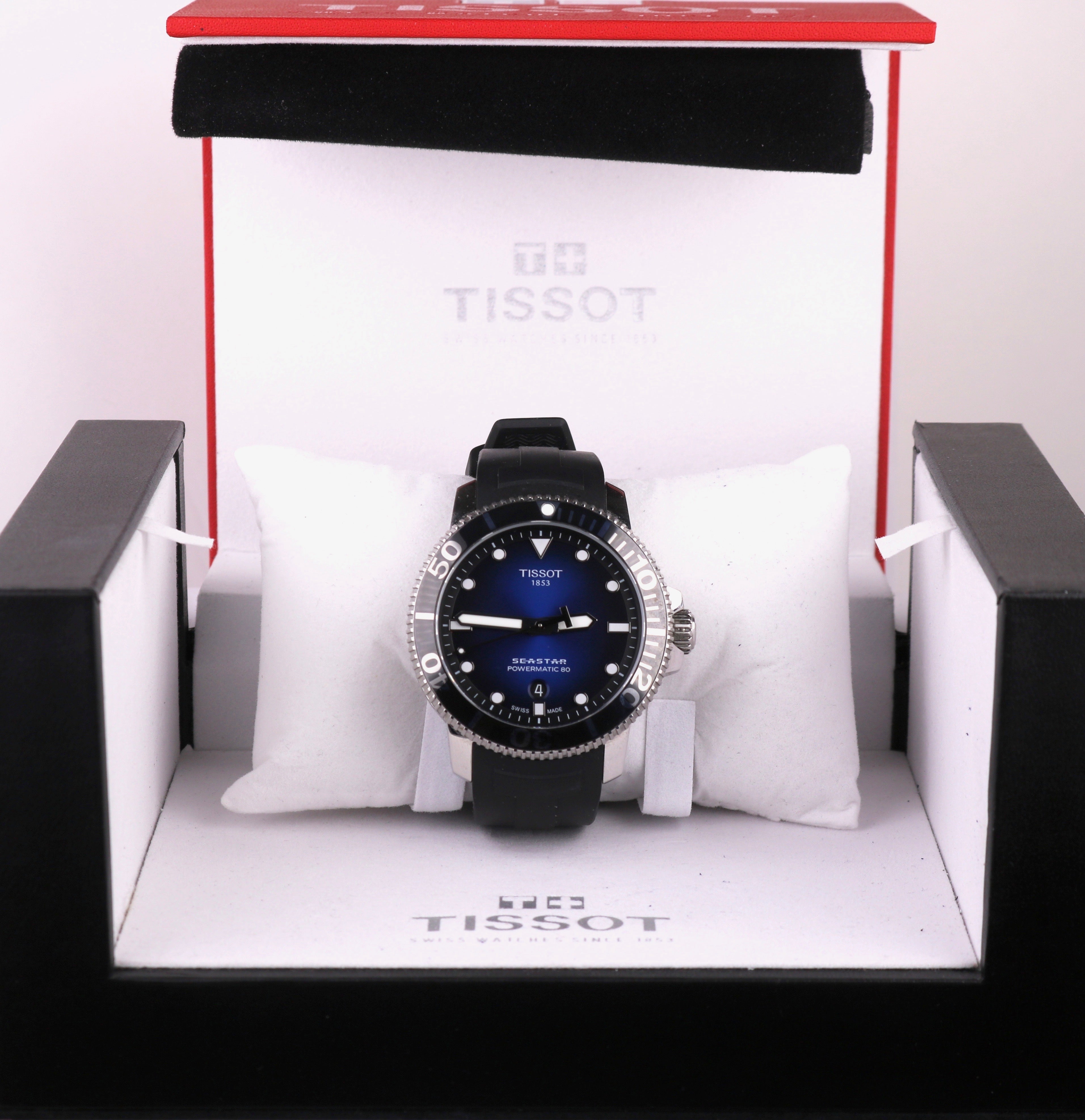 Men's Tissot Sea Star 1000 Powermatic T120407A Stainless Steel Rubber Band Watch