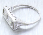 Antique Art Deco 18k Solid White Gold 0.20ctw Double Diamond Bar Ring