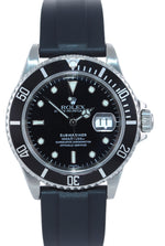Rolex Submariner Date 16610 Stainless Steel Black RUBBER 40mm Dive Watch