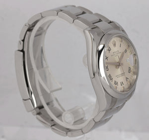 MINT 2012 Rolex Date Silver 34mm Stainless Oyster Smooth Bezel Watch 115200