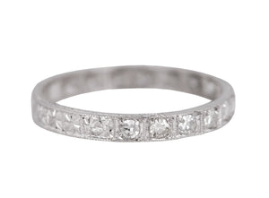 1930's Antique Art Deco Platinum 0.36ctw Diamond Engraved 3mm Wedding Band Ring
